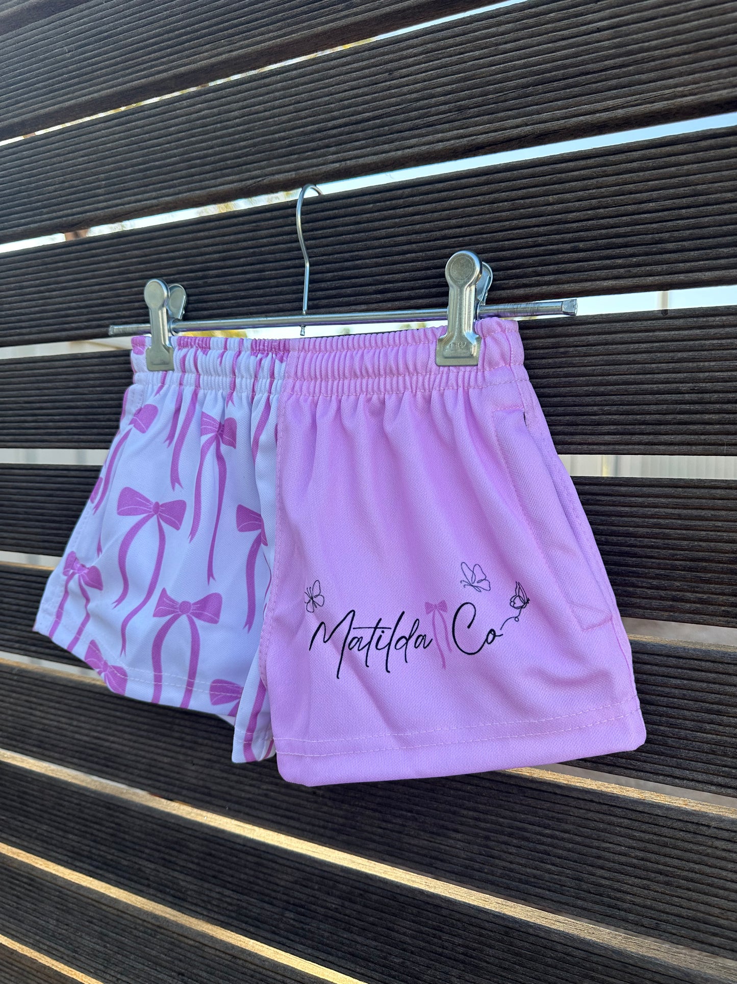 Pink Bow Footy Shorts