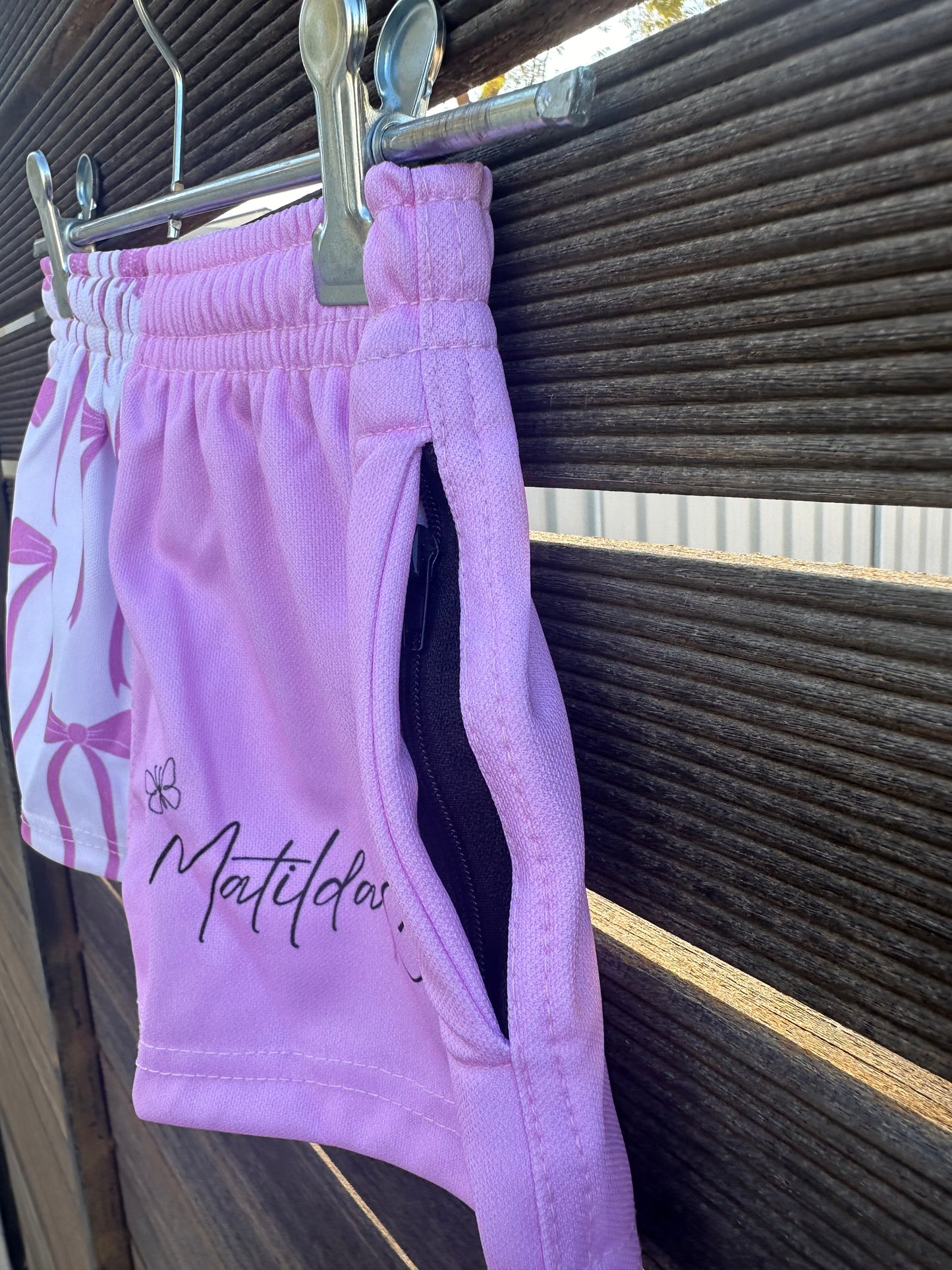 Pink Bow Footy Shorts