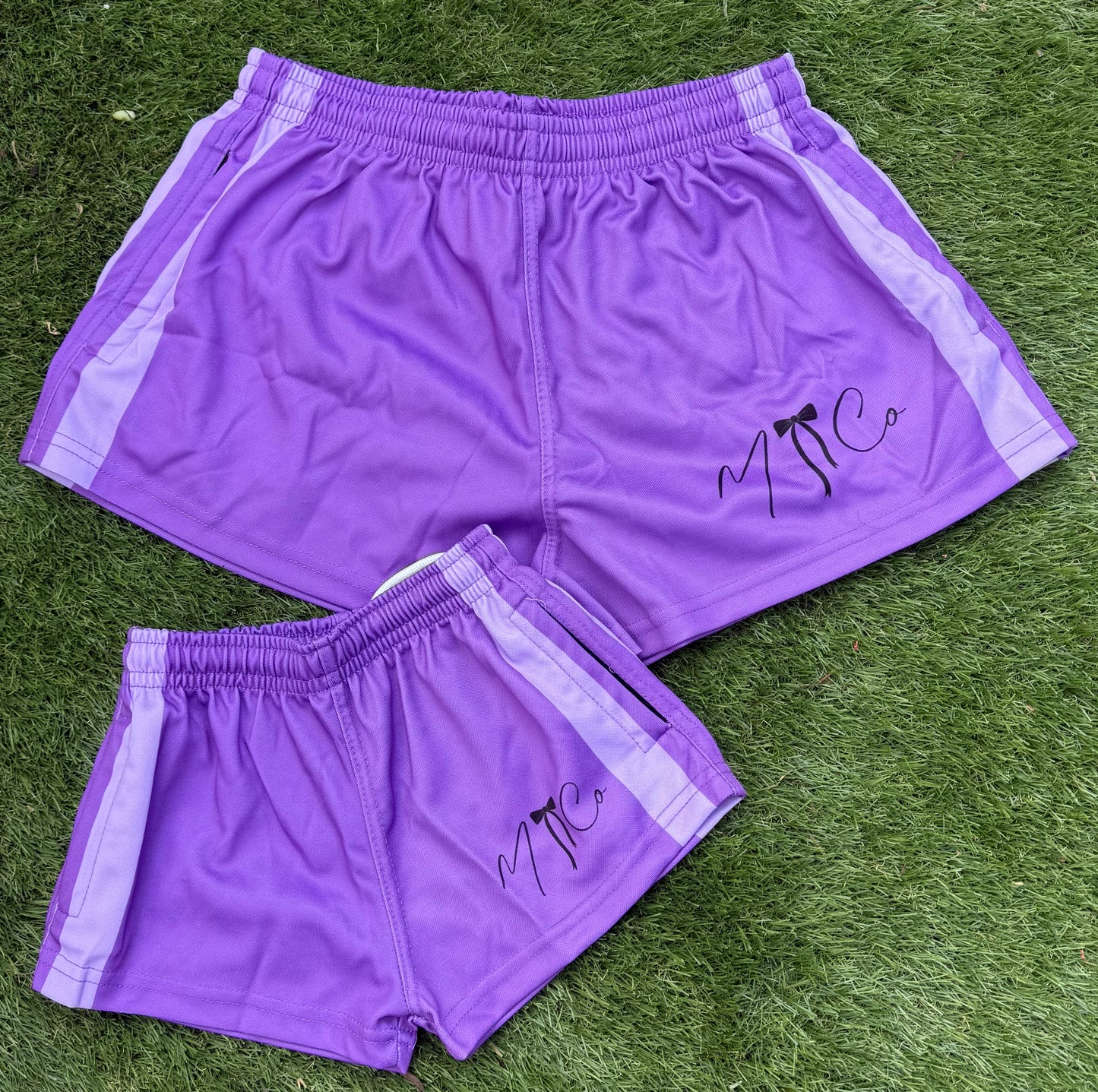 Purple Stripe Footy Shorts