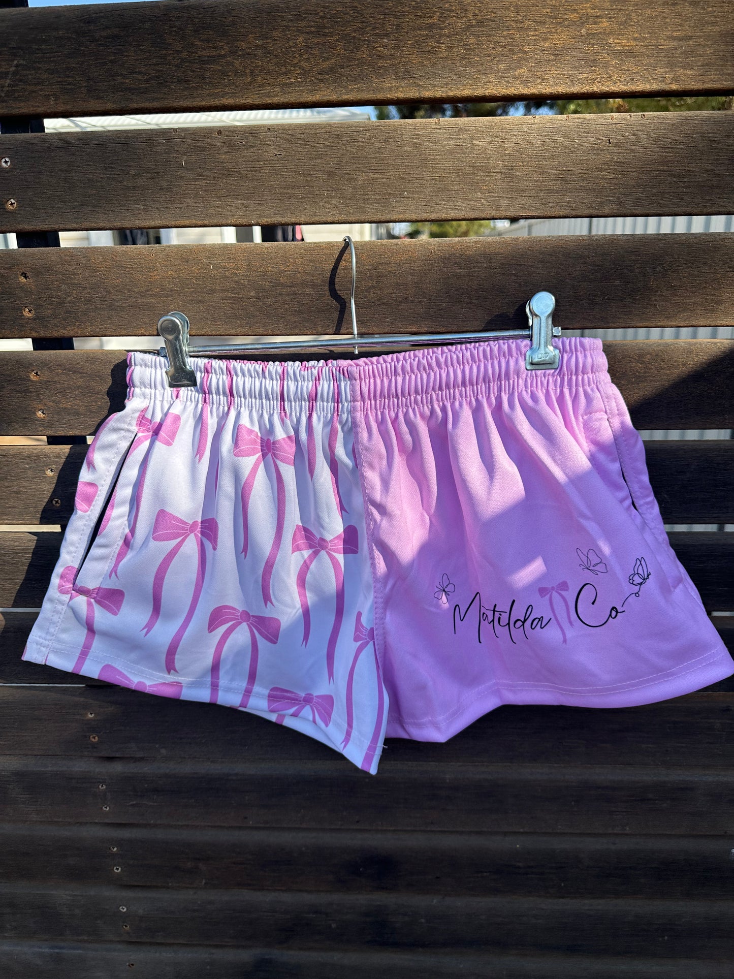 Pink Bow Footy Shorts