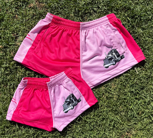 Pink Truck Footy Shorts