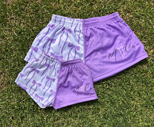 Purple Bow Footy Shorts